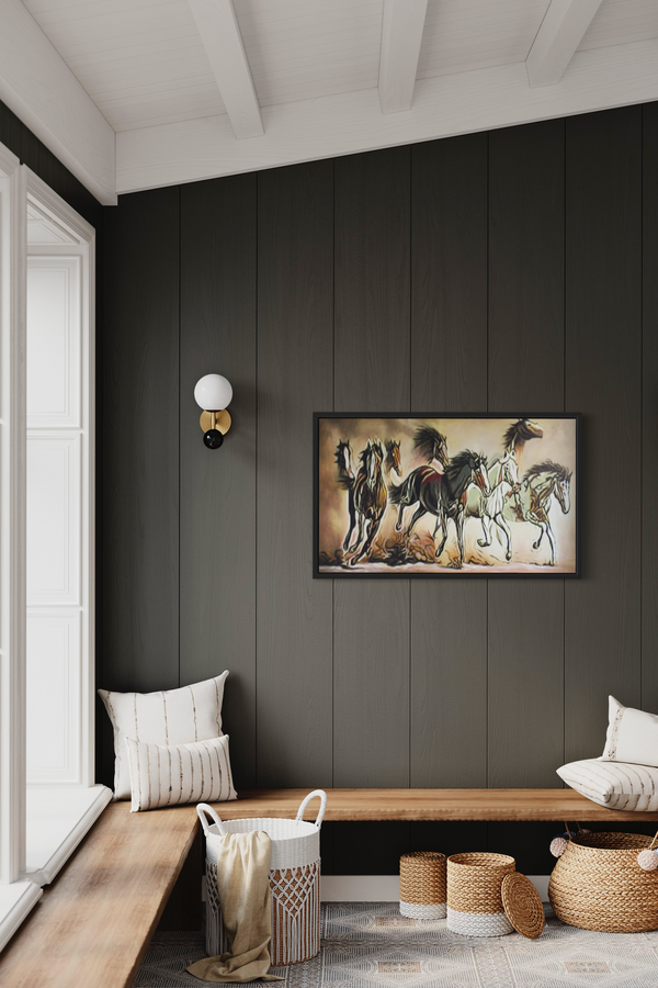 En tavla med hästar