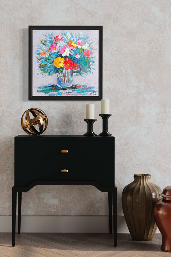 En tavla med en bukett