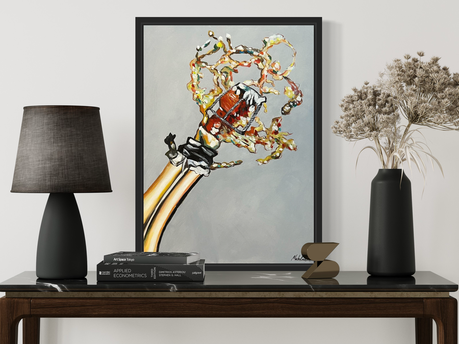 En tavla med champagne