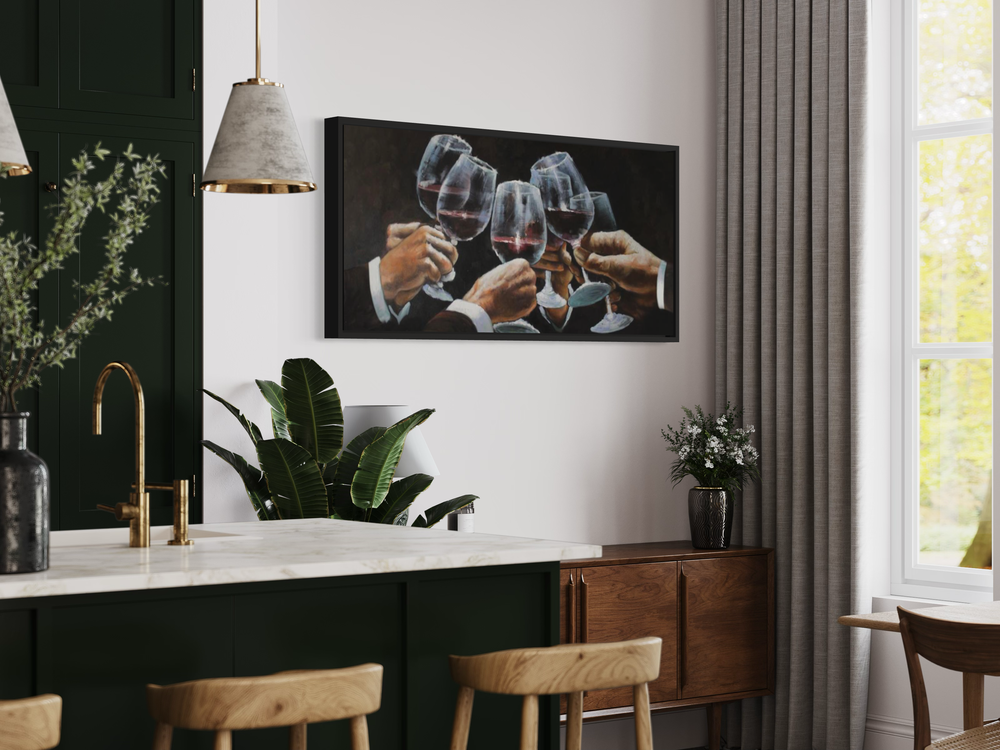 Et maleri med vinglas