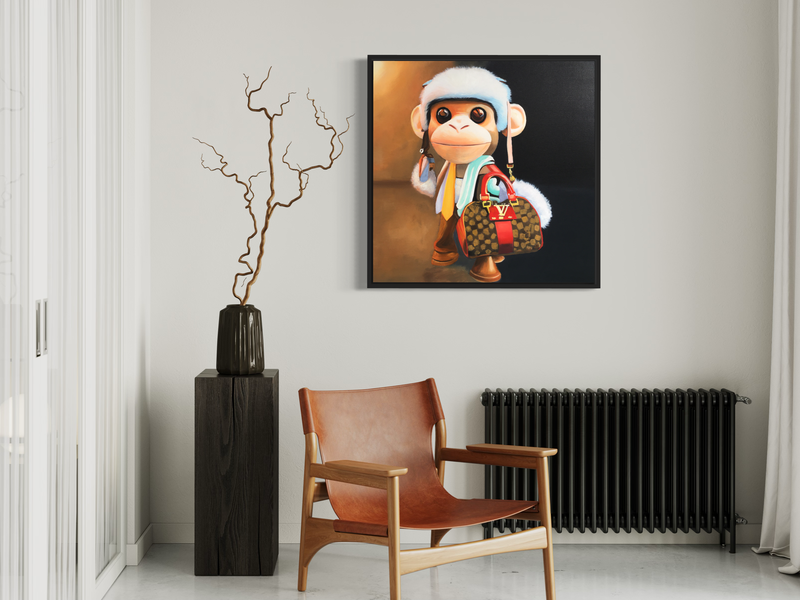 En målning med en Apa