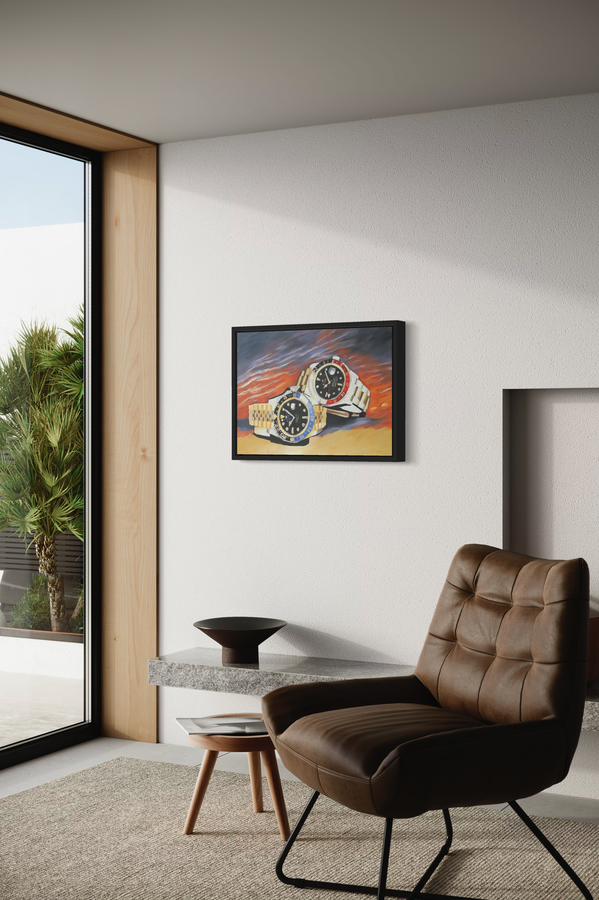 En tavla med Rolex klockor