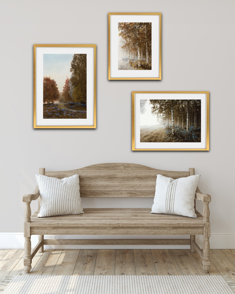 Poster med landskap och träd