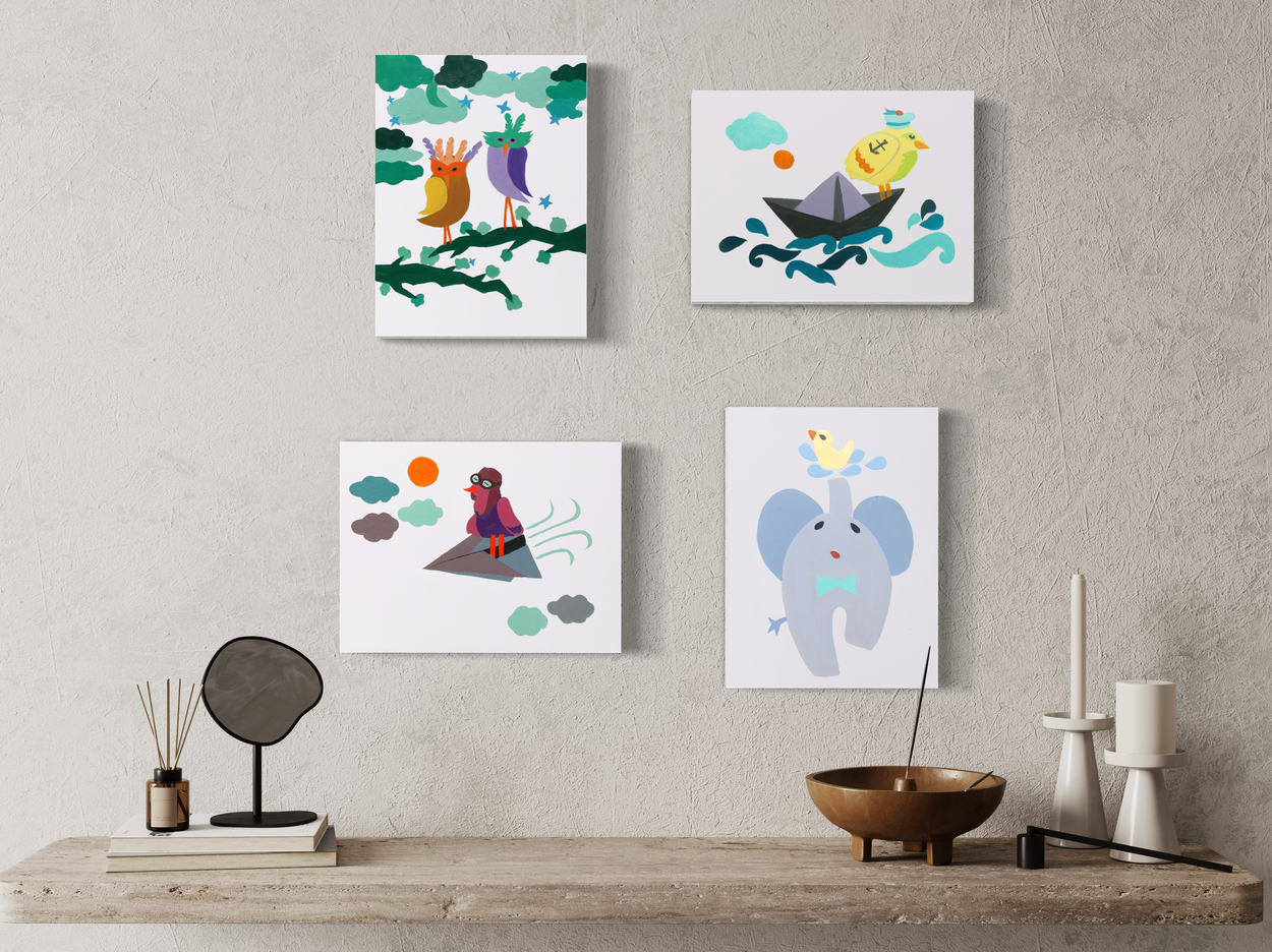 En vacker tavla med lekfullt motiv.